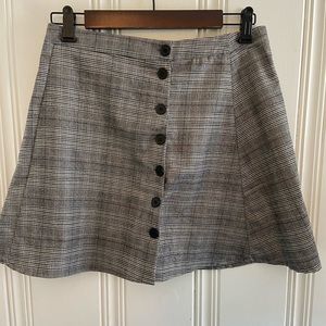 Plaid button up A-line skirt